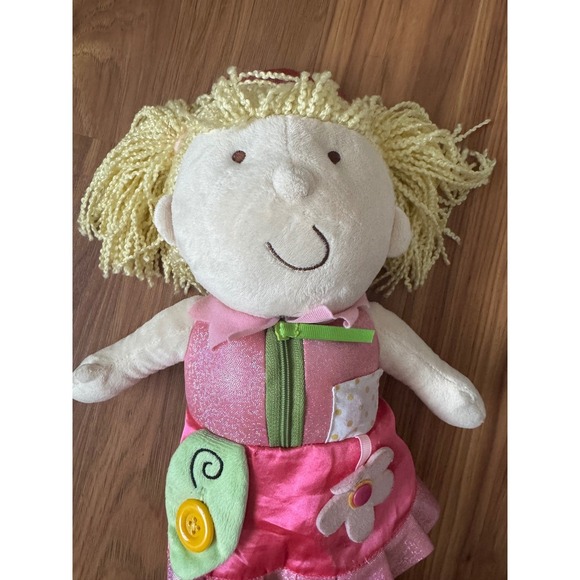 Manhattan Toy Company Plush Doll Blonde Hair Pink Dress Activity Learning Toy‎ - Picture 2 of 7